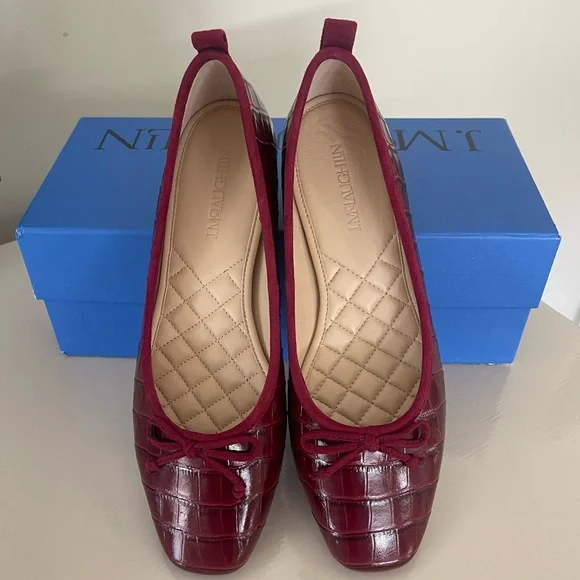 J. McLaughlin Anastasia Crocodile Leather Flats in French Merlot - Picture 5 of 7